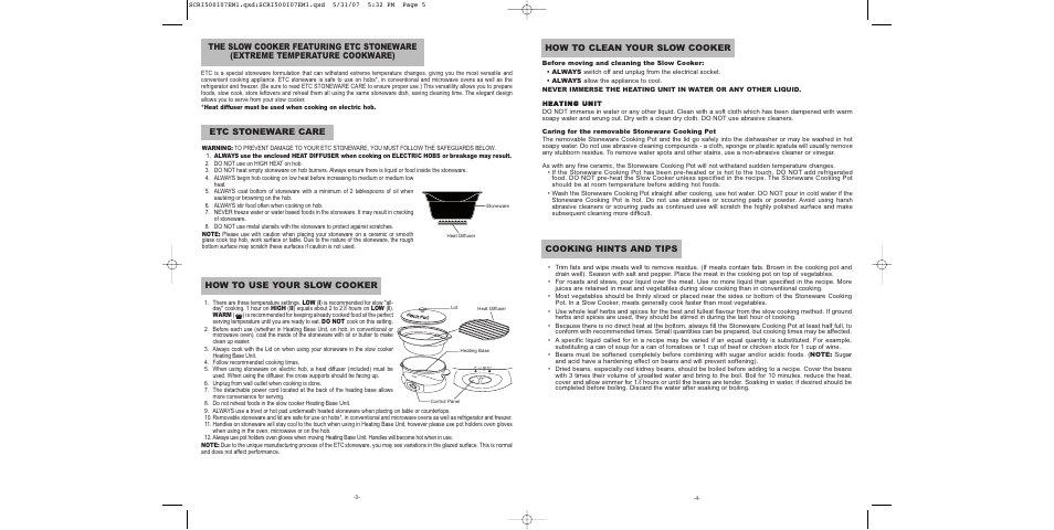 Etc stoneware care | Sunbeam SCRI500-I User Manual | Page 3 / 42