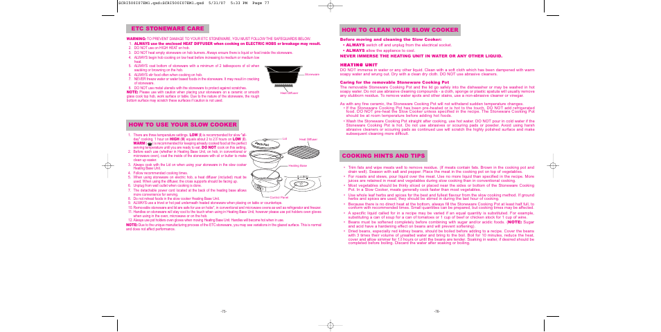 How to use your slow cooker | Sunbeam SCRI500-I User Manual | Page 39 / 42