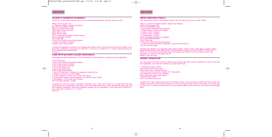 Recipes | Sunbeam SCRI500-I User Manual | Page 41 / 42