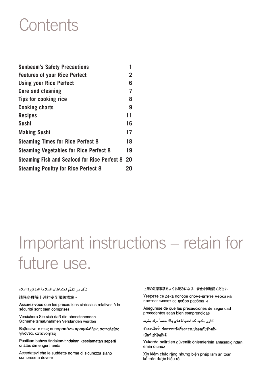 Sunbeam RC2610 User Manual | Page 2 / 24