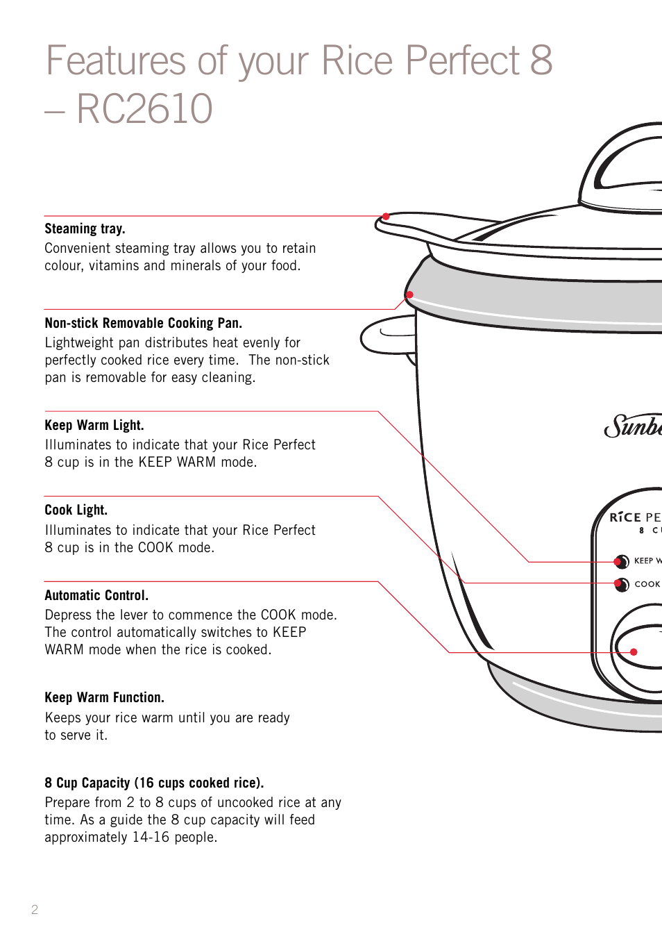Sunbeam RC2610 User Manual | Page 4 / 24