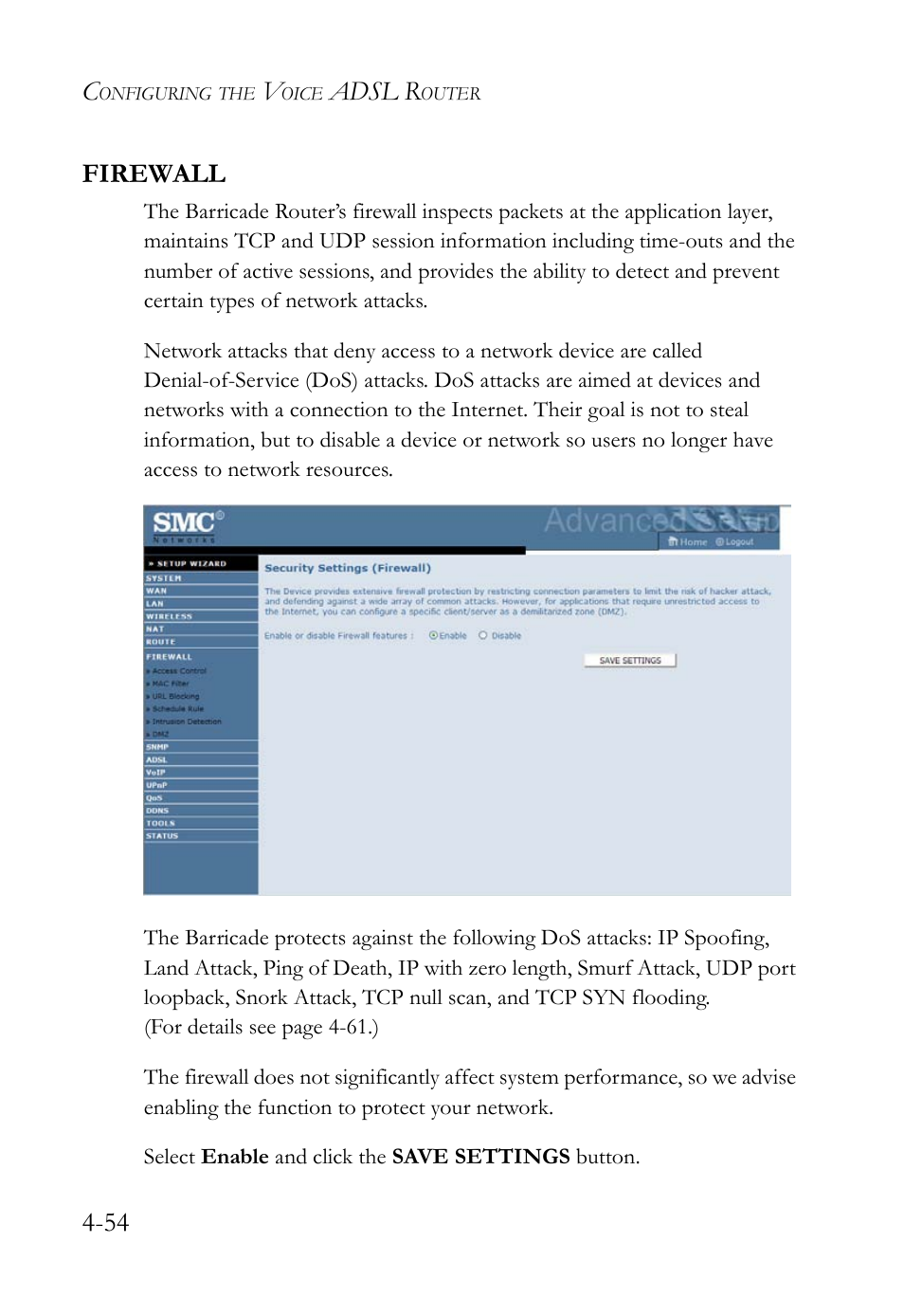 Firewall, Firewall -55, Adsl r | 54 firewall | SMC Networks Barricade SMC7908VoWBRA2 User Manual | Page 90 / 151