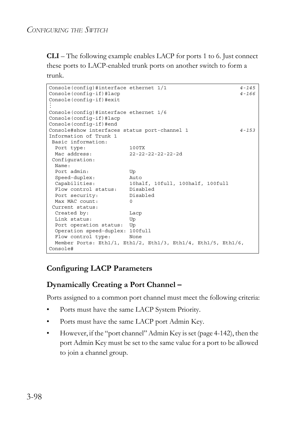 Configuring lacp parameters, Configuring lacp parameters -99 | SMC Networks TIGERSWITCH SMC6752AL2 User Manual | Page 146 / 516