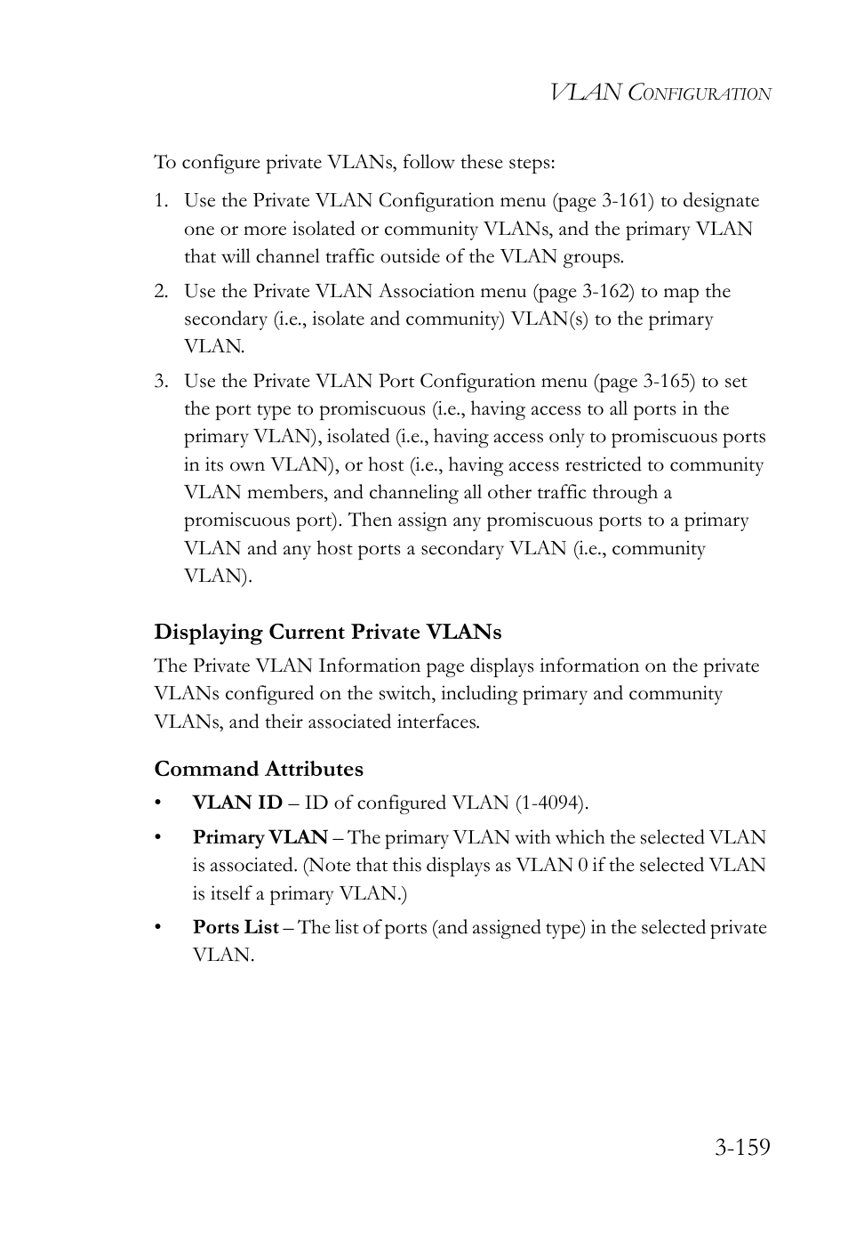 Displaying current private vlans, Displaying current private vlans -160, Vlan c | SMC Networks TIGERSWITCH SMC6752AL2 User Manual | Page 207 / 516