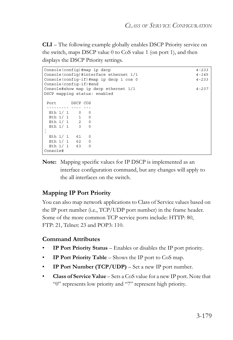 Mapping ip port priority, Mapping ip port priority -180, Command attributes | SMC Networks TIGERSWITCH SMC6752AL2 User Manual | Page 227 / 516