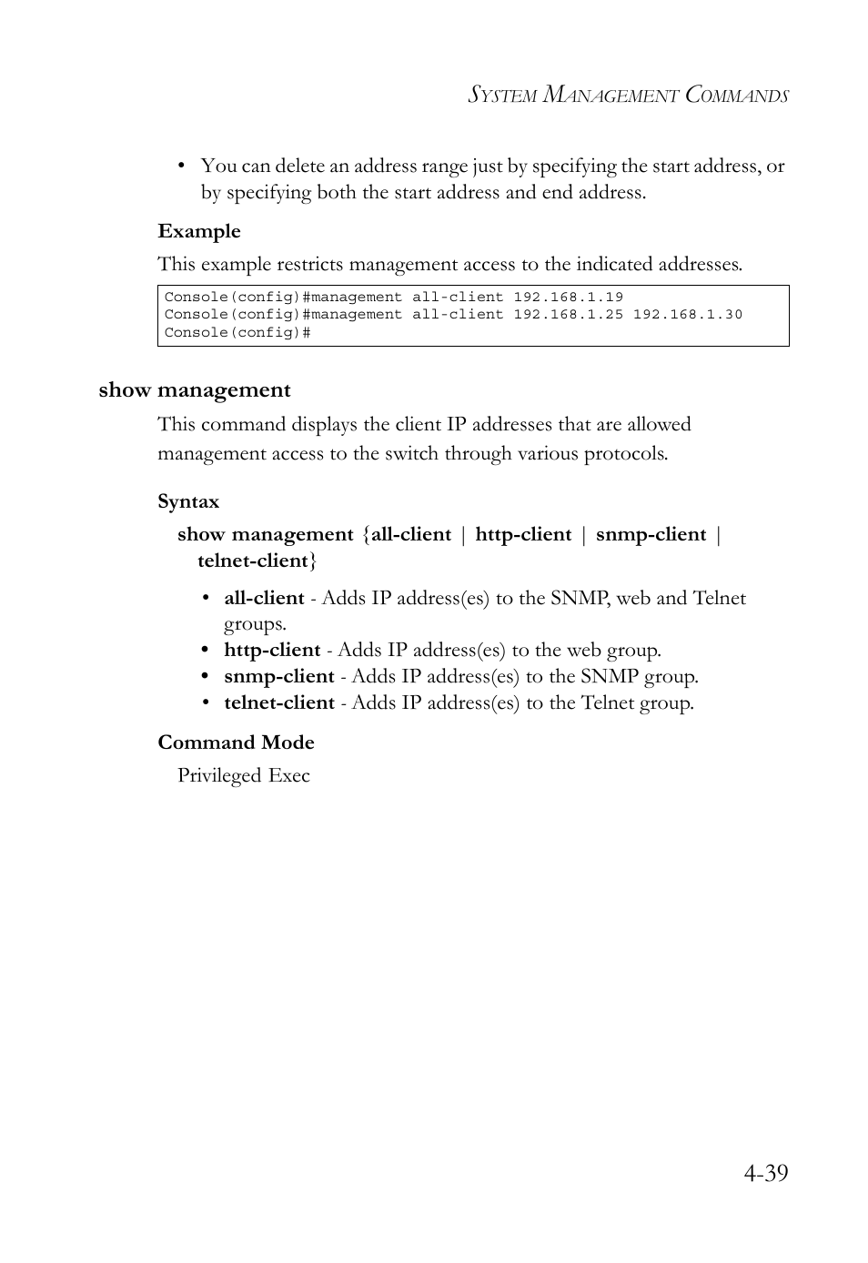 Show management, Show management -39 | SMC Networks TIGERSWITCH SMC6752AL2 User Manual | Page 279 / 516
