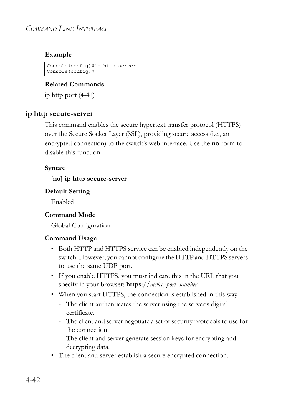 Ip http secure-server, Ip http secure-server -42 | SMC Networks TIGERSWITCH SMC6752AL2 User Manual | Page 282 / 516