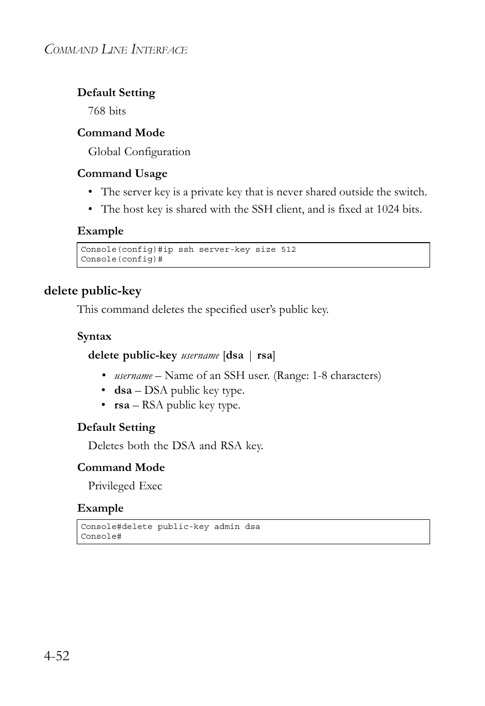 Delete public-key, Delete public-key -52 | SMC Networks TIGERSWITCH SMC6752AL2 User Manual | Page 292 / 516
