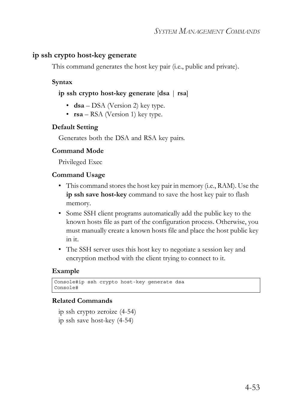 Ip ssh crypto host-key generate, Ip ssh crypto host-key generate -53 | SMC Networks TIGERSWITCH SMC6752AL2 User Manual | Page 293 / 516