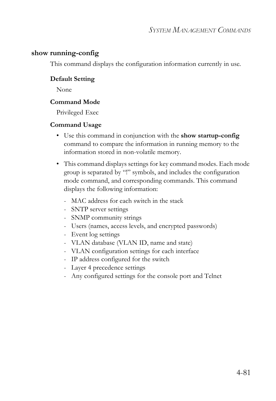Show running-config, Show running-config -81 | SMC Networks TIGERSWITCH SMC6752AL2 User Manual | Page 321 / 516