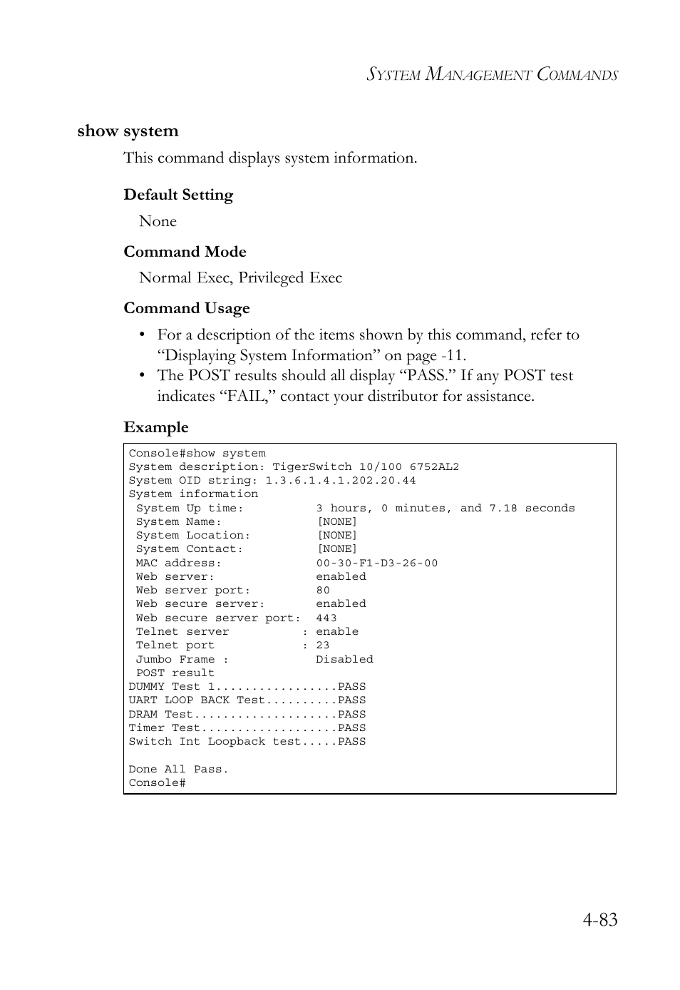 Show system, Show system -83 | SMC Networks TIGERSWITCH SMC6752AL2 User Manual | Page 323 / 516