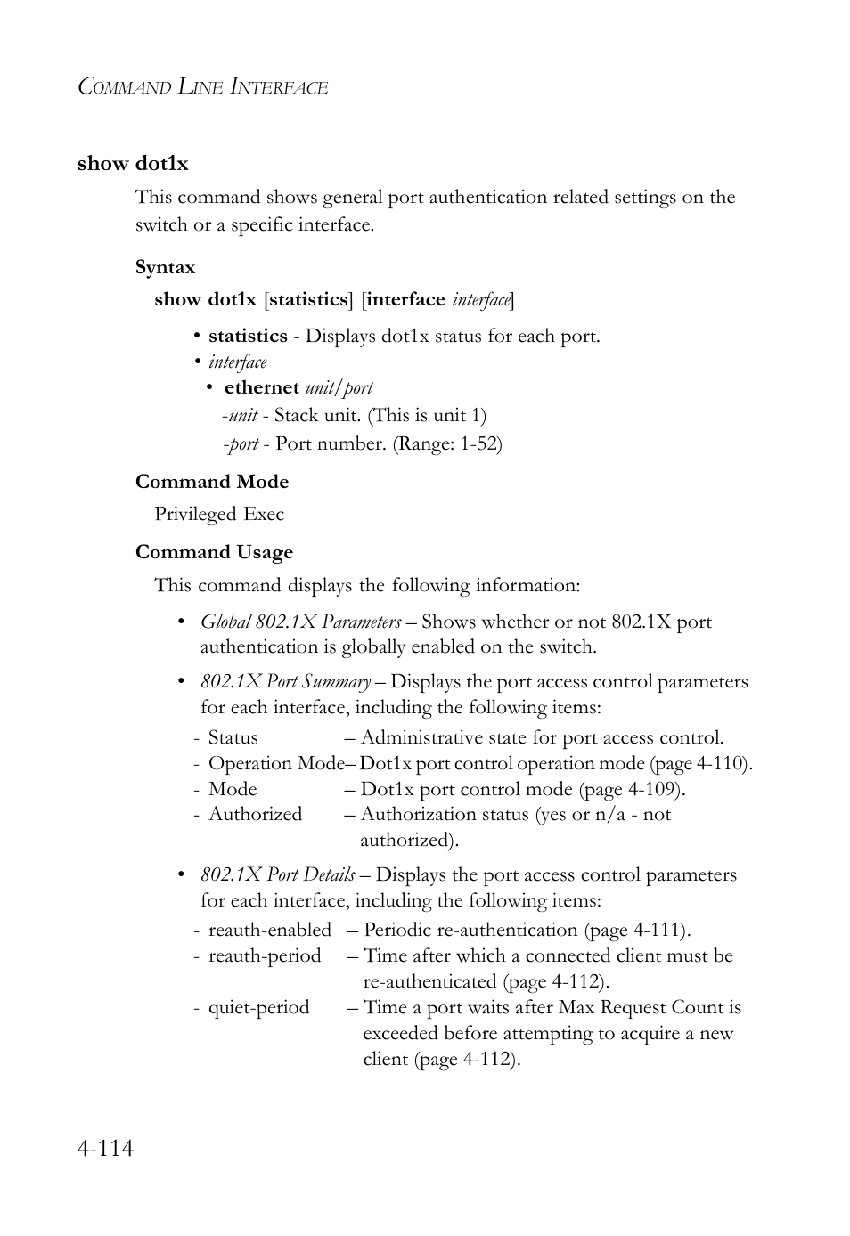 Show dot1x, Show dot1x -114 | SMC Networks TIGERSWITCH SMC6752AL2 User Manual | Page 354 / 516