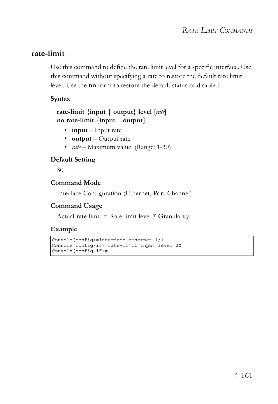 Rate-limit, Rate-limit -161, 161 rate-limit | SMC Networks TIGERSWITCH SMC6752AL2 User Manual | Page 401 / 516