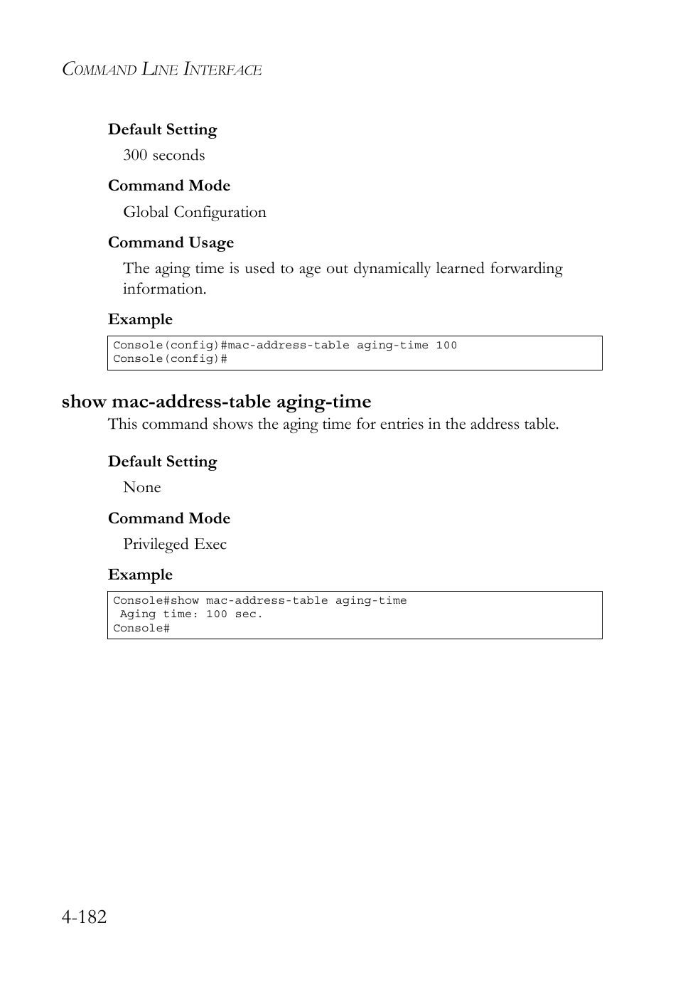 Show mac-address-table aging-time, Show mac-address-table aging-time -181 | SMC Networks TIGERSWITCH SMC6752AL2 User Manual | Page 422 / 516