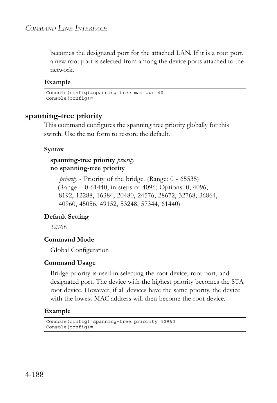 Spanning-tree priority, Spanning-tree priority -187 | SMC Networks TIGERSWITCH SMC6752AL2 User Manual | Page 428 / 516