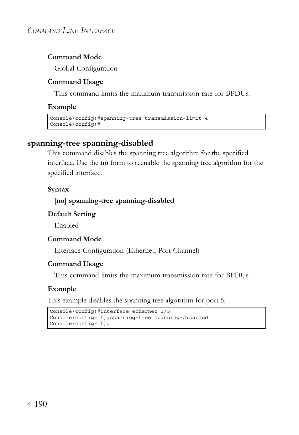 Spanning-tree spanning-disabled, Spanning-tree spanning-disabled -189 | SMC Networks TIGERSWITCH SMC6752AL2 User Manual | Page 430 / 516