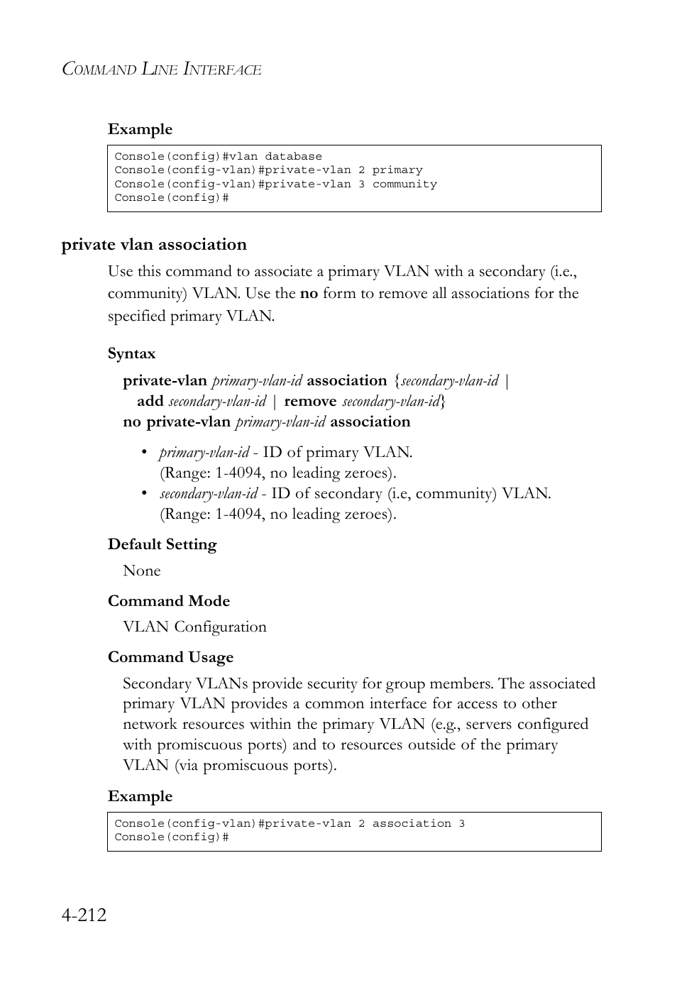 Private vlan association, Private vlan association -211 | SMC Networks TIGERSWITCH SMC6752AL2 User Manual | Page 452 / 516