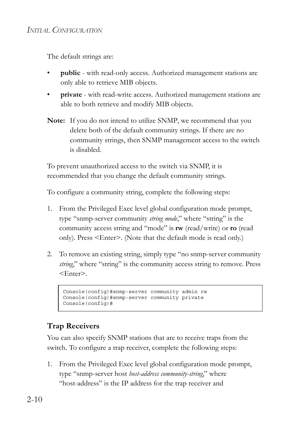 Trap receivers, Trap receivers -10 | SMC Networks TIGERSWITCH SMC6752AL2 User Manual | Page 46 / 516