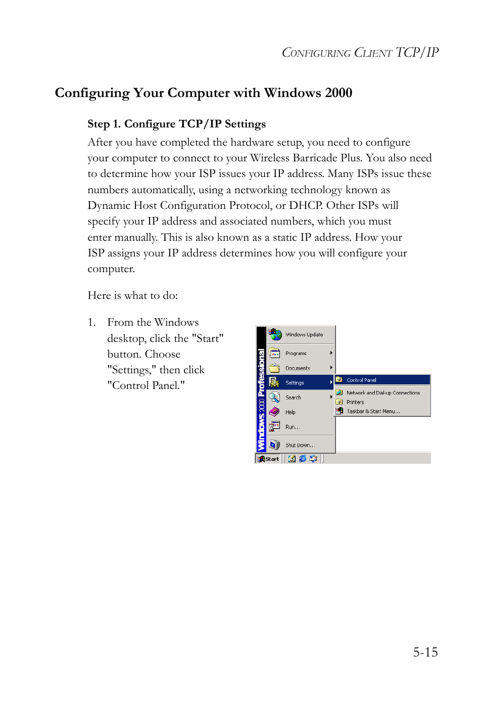 Configuring your computer with windows 2000, Configuring your computer with windows 2000 -15 | SMC Networks SMC Barricade Plus SMC7004WFW User Manual | Page 97 / 146