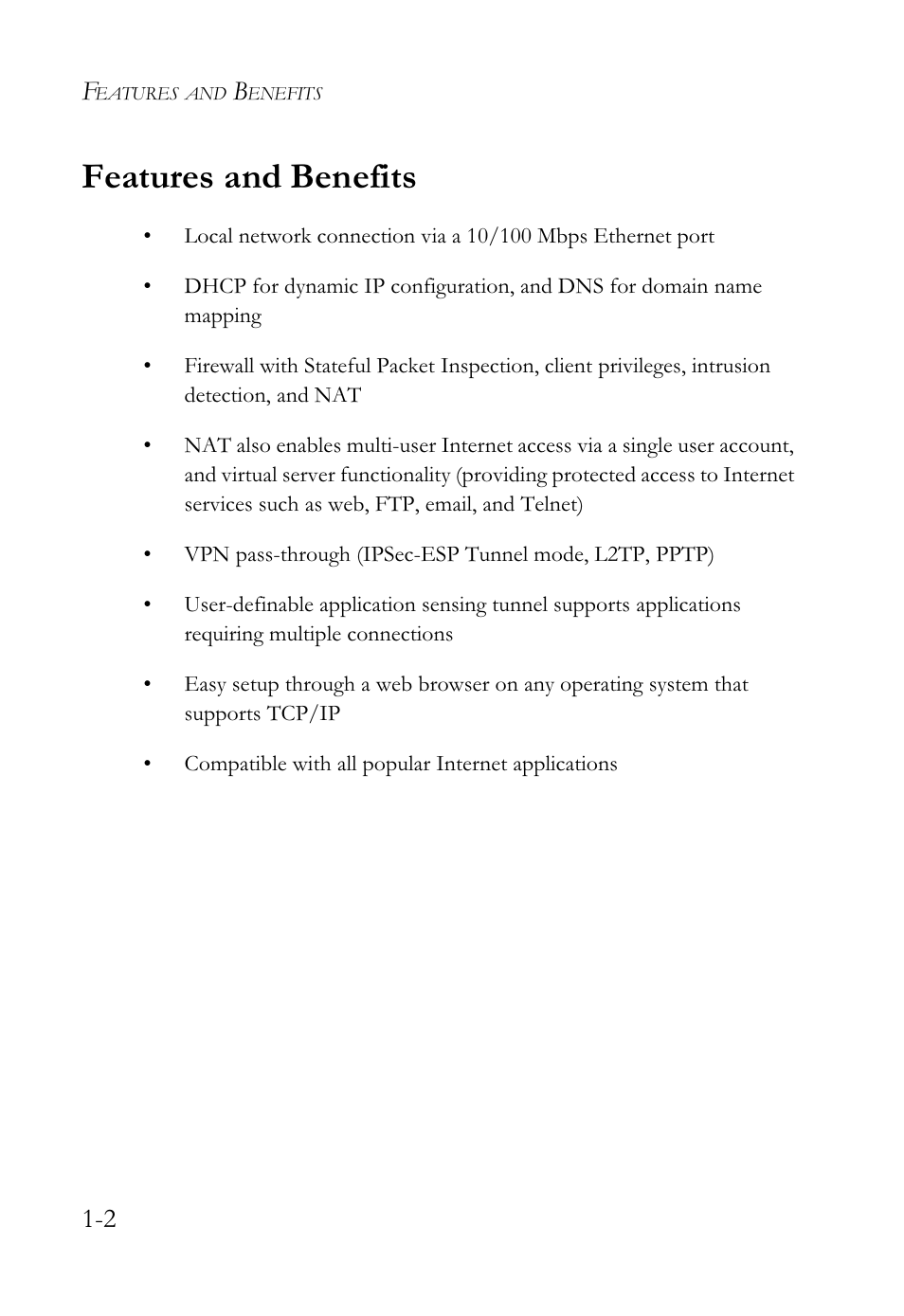 Features and benefits | SMC Networks SMCWBR14-G2 User Manual | Page 18 / 132