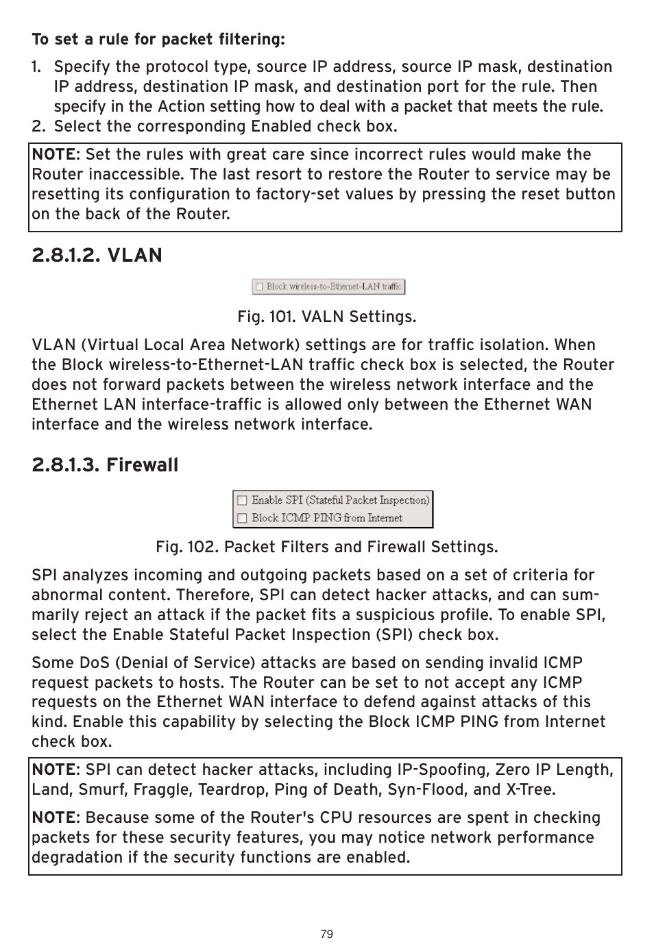 Vlan, Firewall | SMC Networks SMCWHSG44-G User Manual | Page 80 / 100