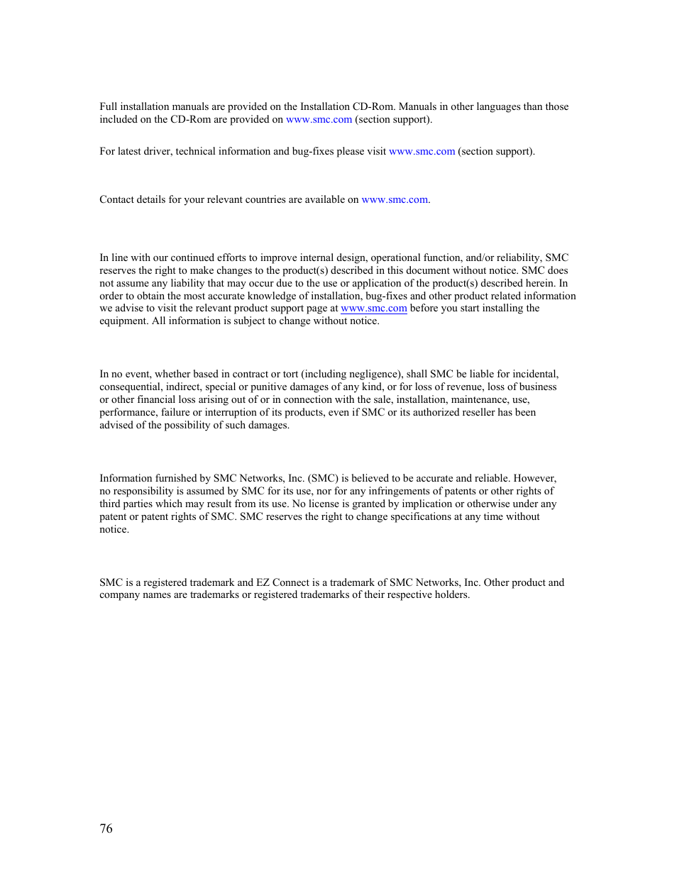 SMC Networks Barricade SMCBR14UP User Manual | Page 76 / 77