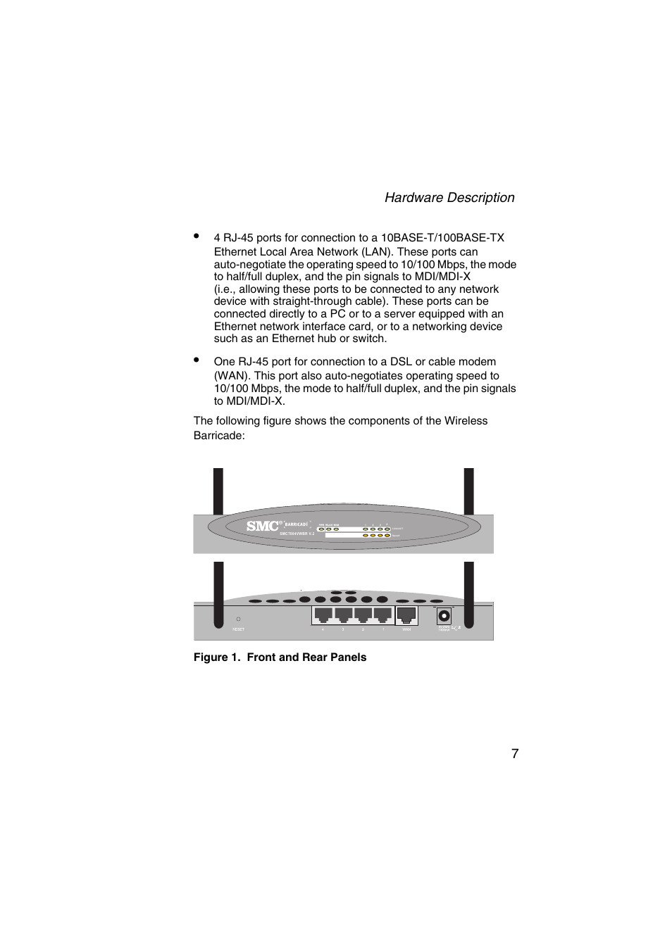 Hardware description 7 | SMC Networks Barricade SMC7004VWBR V.2 User Manual | Page 11 / 82