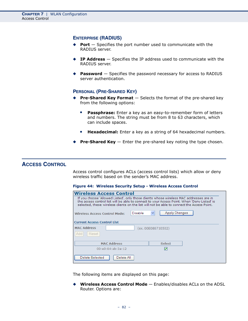 Access control | SMC Networks BARRICADE SMC7901WBRA2 B1 User Manual | Page 82 / 150