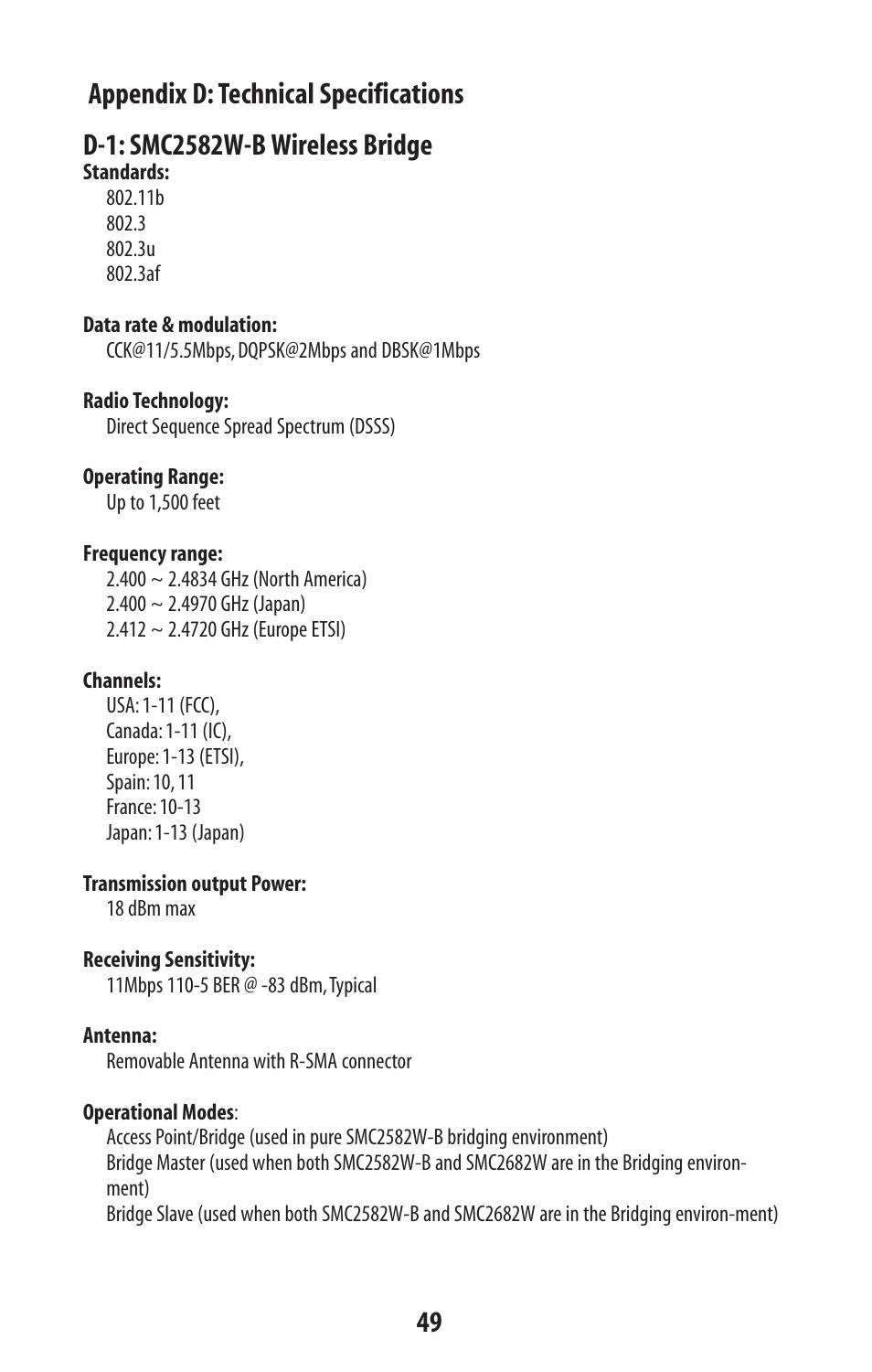 SMC Networks SMC2582W-B User Manual | Page 49 / 52