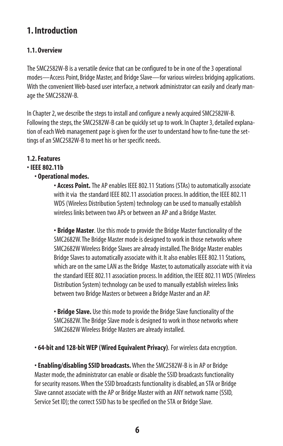 Introduction | SMC Networks SMC2582W-B User Manual | Page 6 / 52
