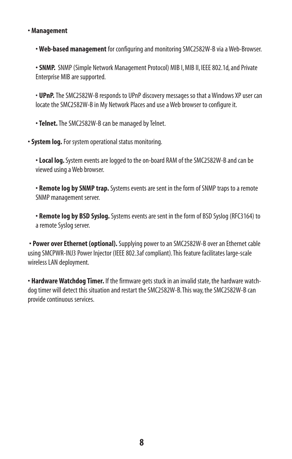 SMC Networks SMC2582W-B User Manual | Page 8 / 52