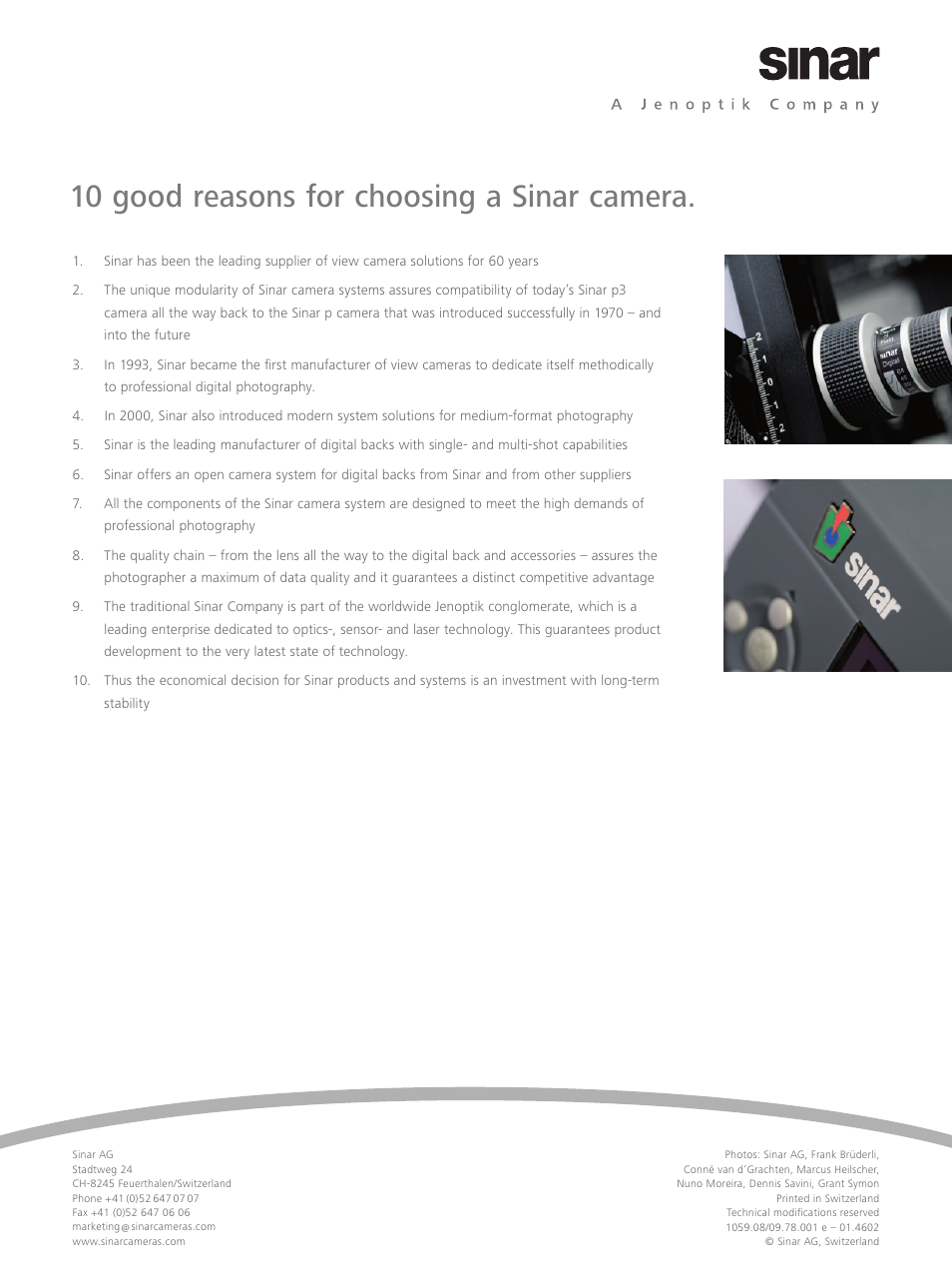 10 good reasons for choosing a sinar camera | Sinar p3 User Manual | Page 8 / 8