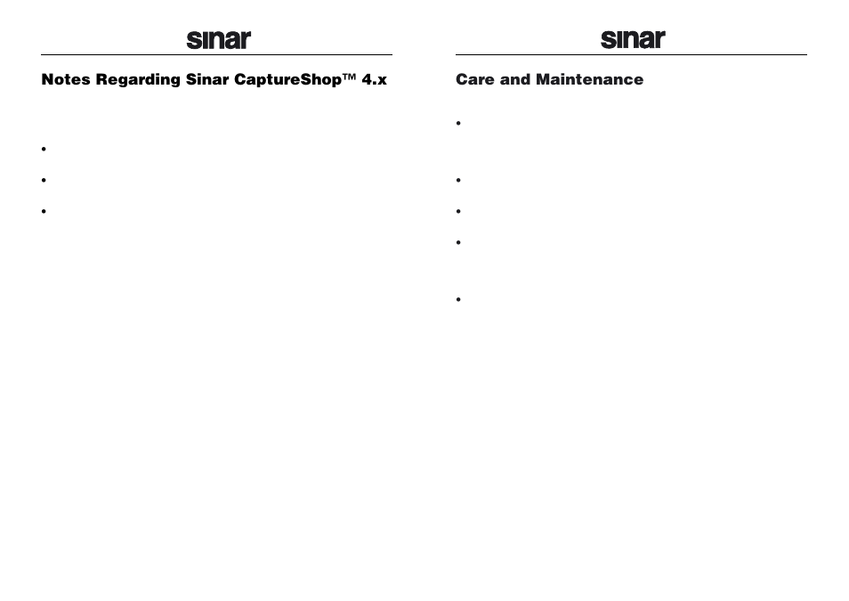 Care and maintenance | Sinar m 493.03.000 User Manual | Page 13 / 14