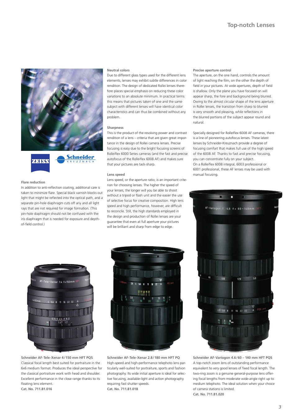 Top-notch lenses | Sinar Rolleiflex 6008 Integral User Manual | Page 3 / 16