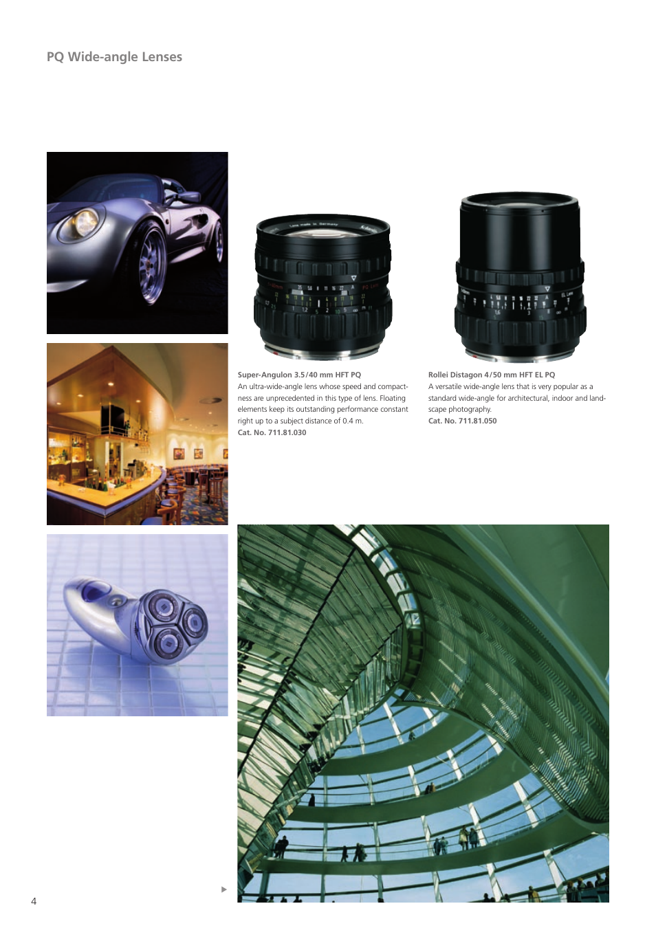 Pq wide-angle lenses | Sinar Rolleiflex 6008 Integral User Manual | Page 4 / 16