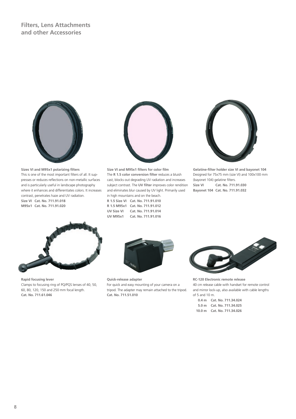 Filters, lens attachments and other accessories | Sinar Rolleiflex 6008 Integral User Manual | Page 8 / 16