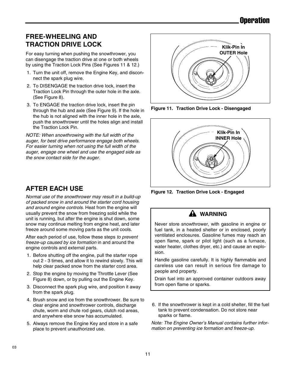 Operation, Free-wheeling and traction drive lock, After each use | Simplicity 1693763 860M User Manual | Page 15 / 26