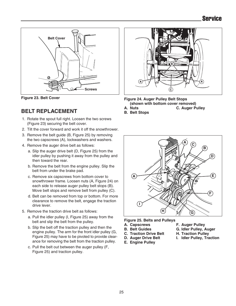 Service, Belt replacement | Simplicity 1694435 User Manual | Page 29 / 32