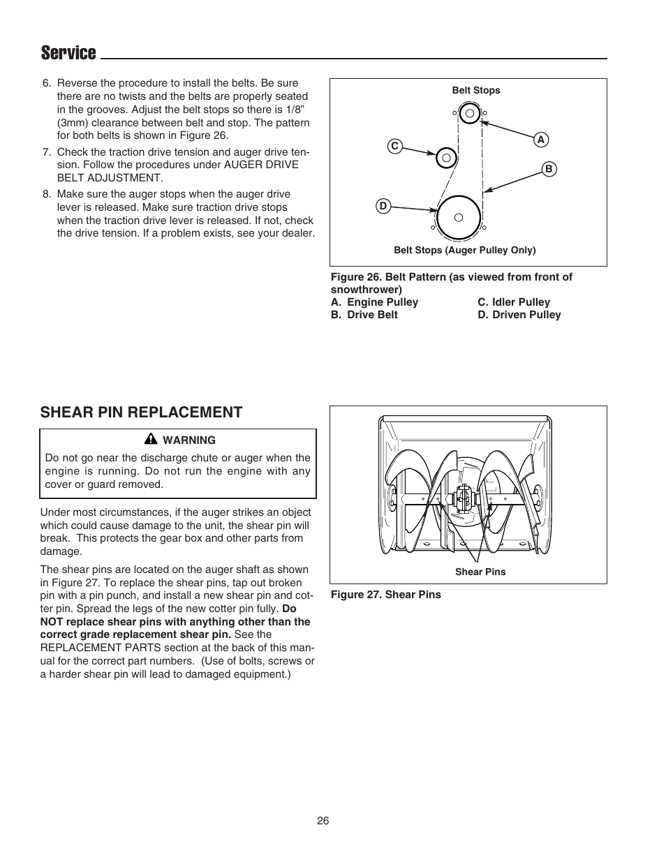 Service, Shear pin replacement | Simplicity 1694435 User Manual | Page 30 / 32