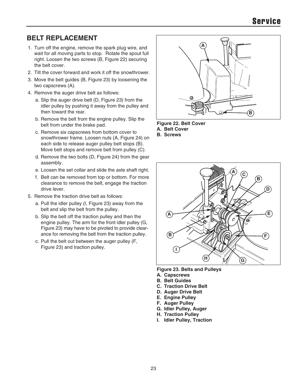 Service, Belt replacement | Simplicity 1694441 User Manual | Page 27 / 30