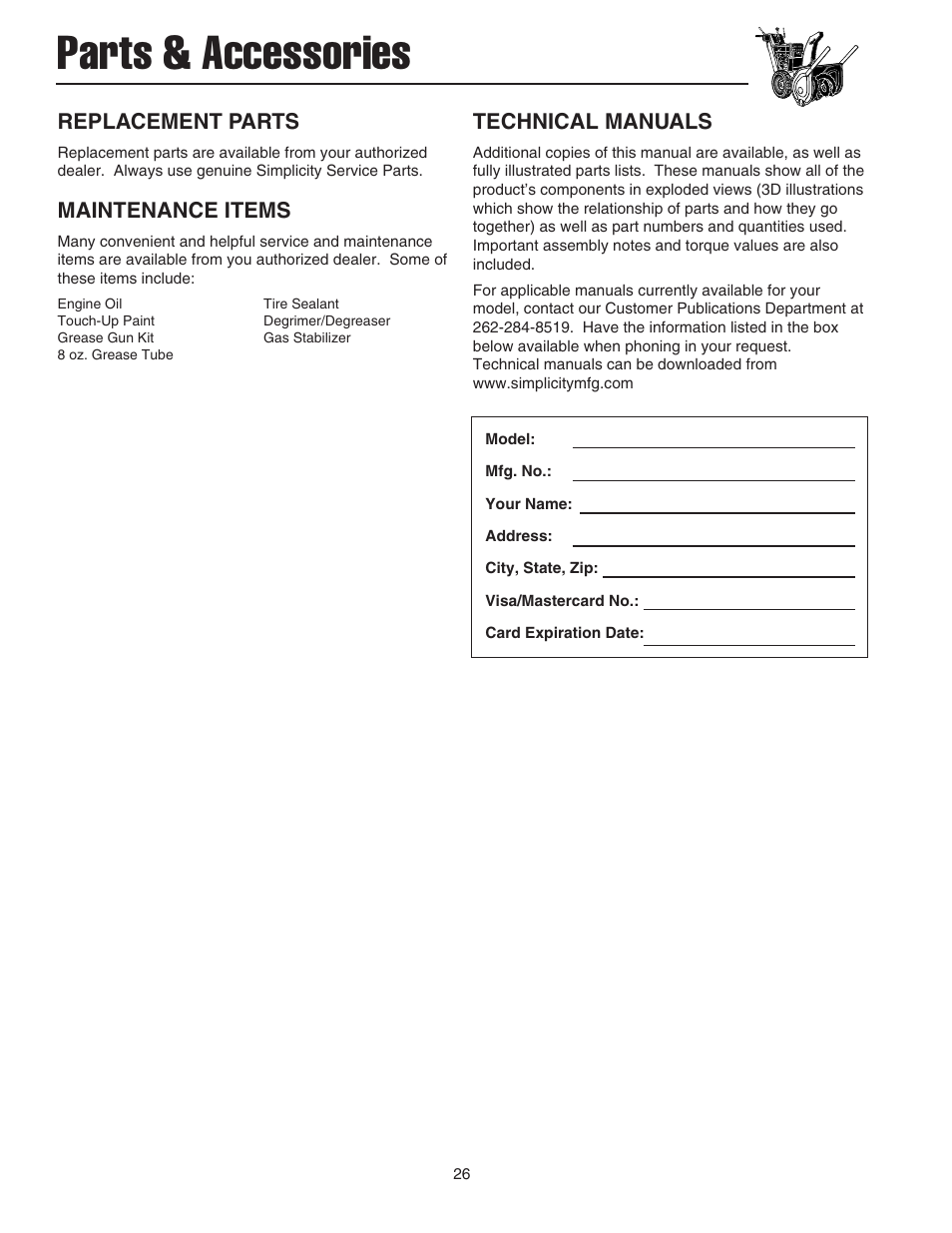 Parts & accessories | Simplicity 1694441 User Manual | Page 30 / 30