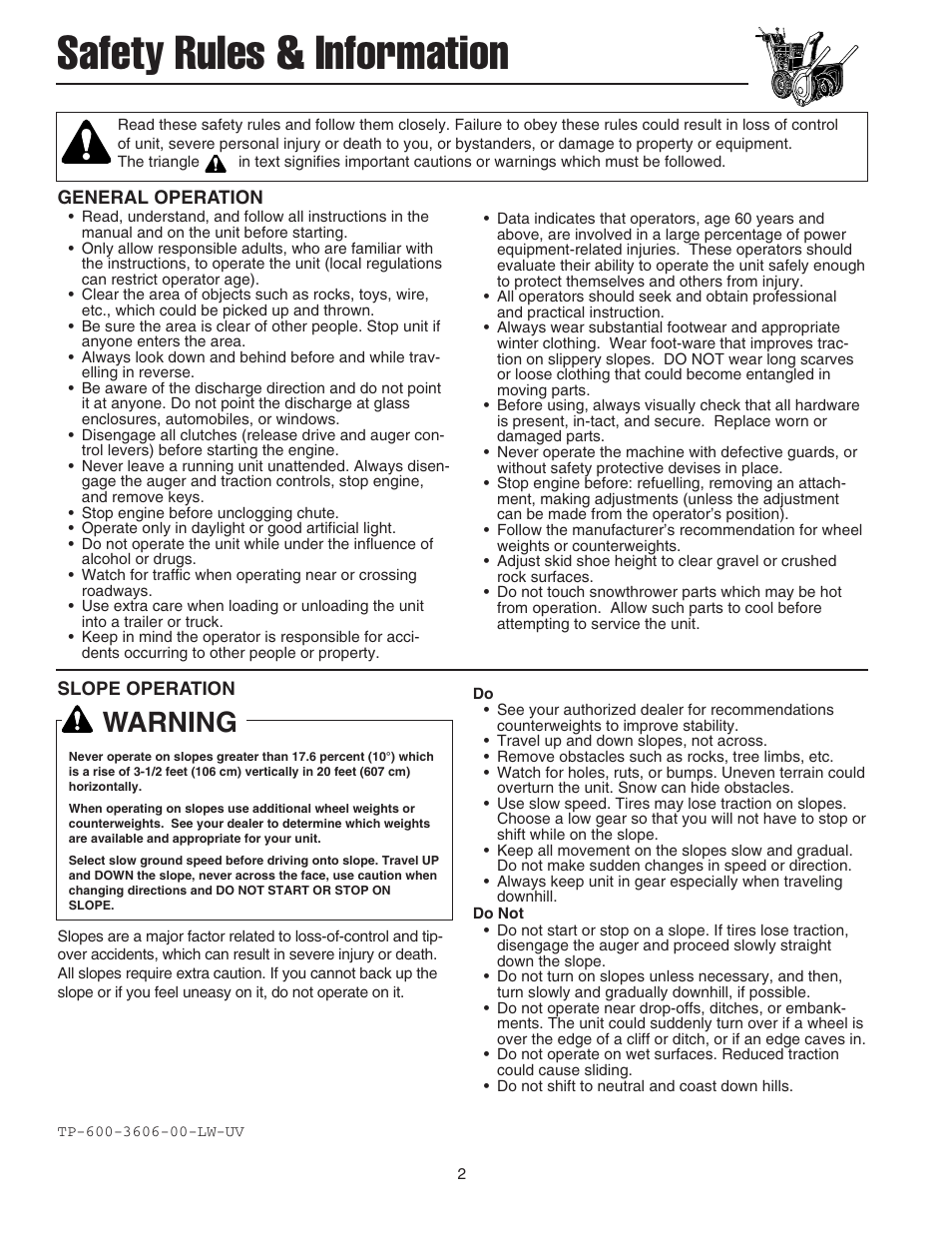 Safety rules & information, Warning | Simplicity 1694441 User Manual | Page 6 / 30