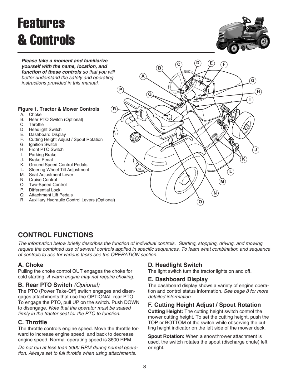 Features & controls, Control functions, Optional) | Simplicity 1693130 User Manual | Page 12 / 42