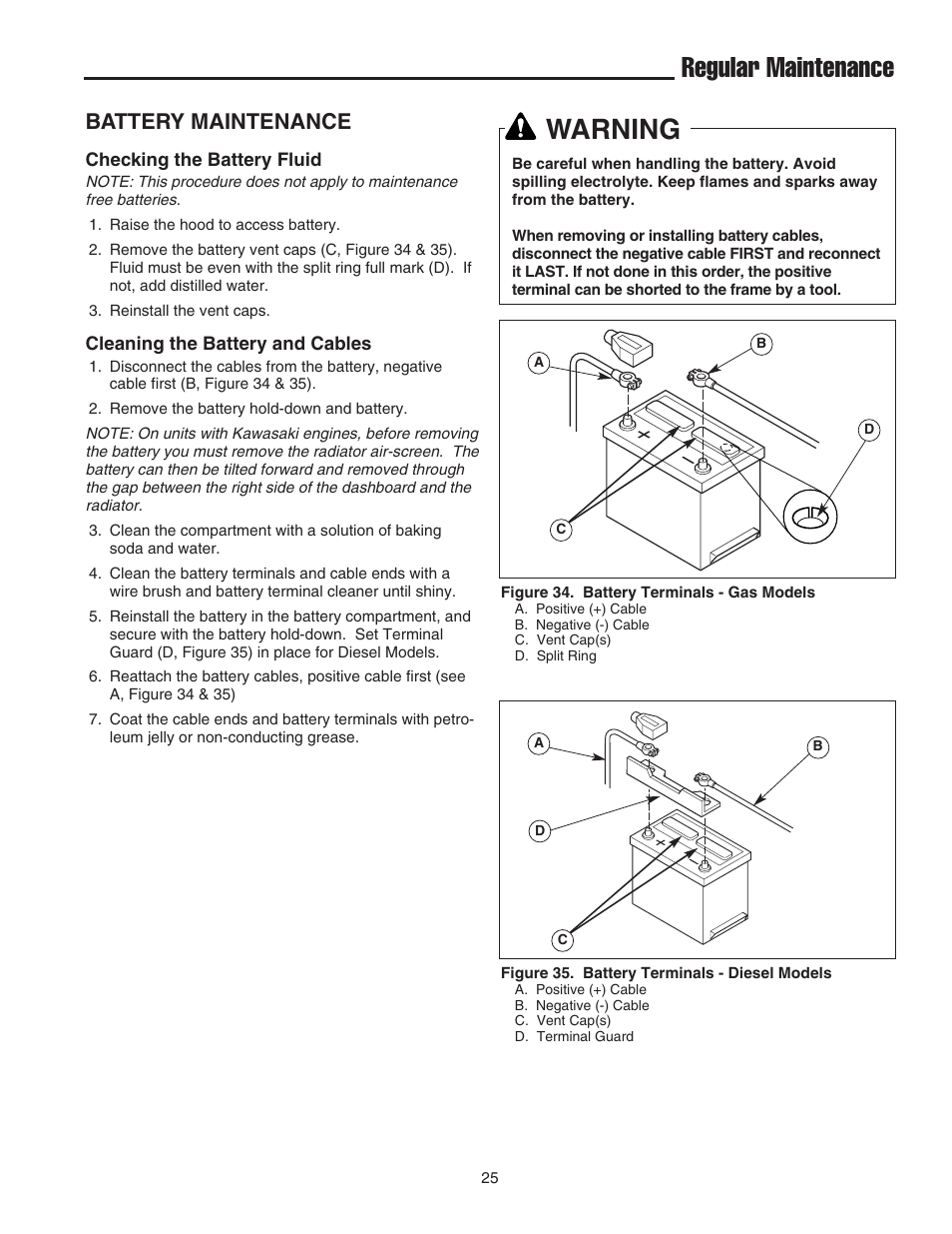 Warning, Regular maintenance, Battery maintenance | Simplicity 1693130 User Manual | Page 29 / 42
