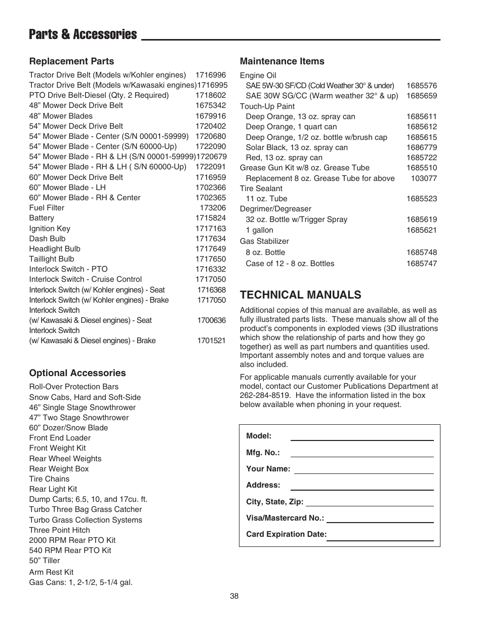 Parts & accessories, Technical manuals | Simplicity 1693130 User Manual | Page 42 / 42