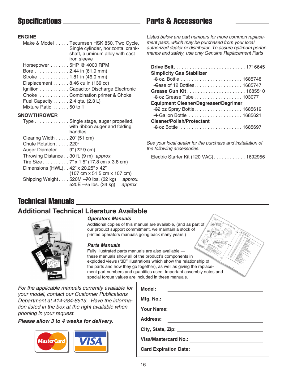 Specifications, Technical manuals, Parts & accessories | Additional technical literature available | Simplicity 1692918 User Manual | Page 20 / 20