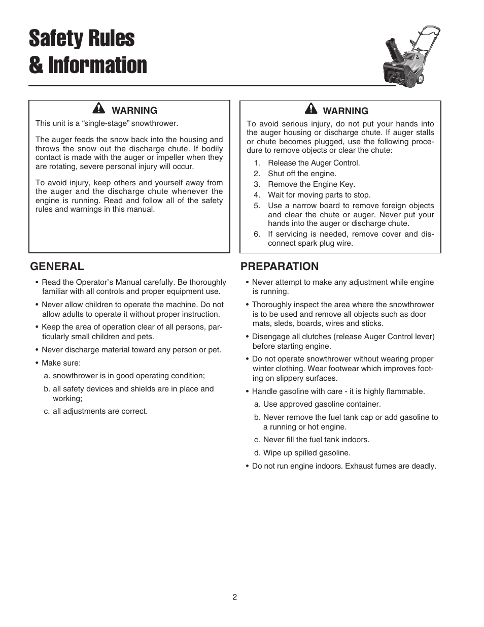 Safety rules & information, General, Preparation | Simplicity 1692918 User Manual | Page 6 / 20