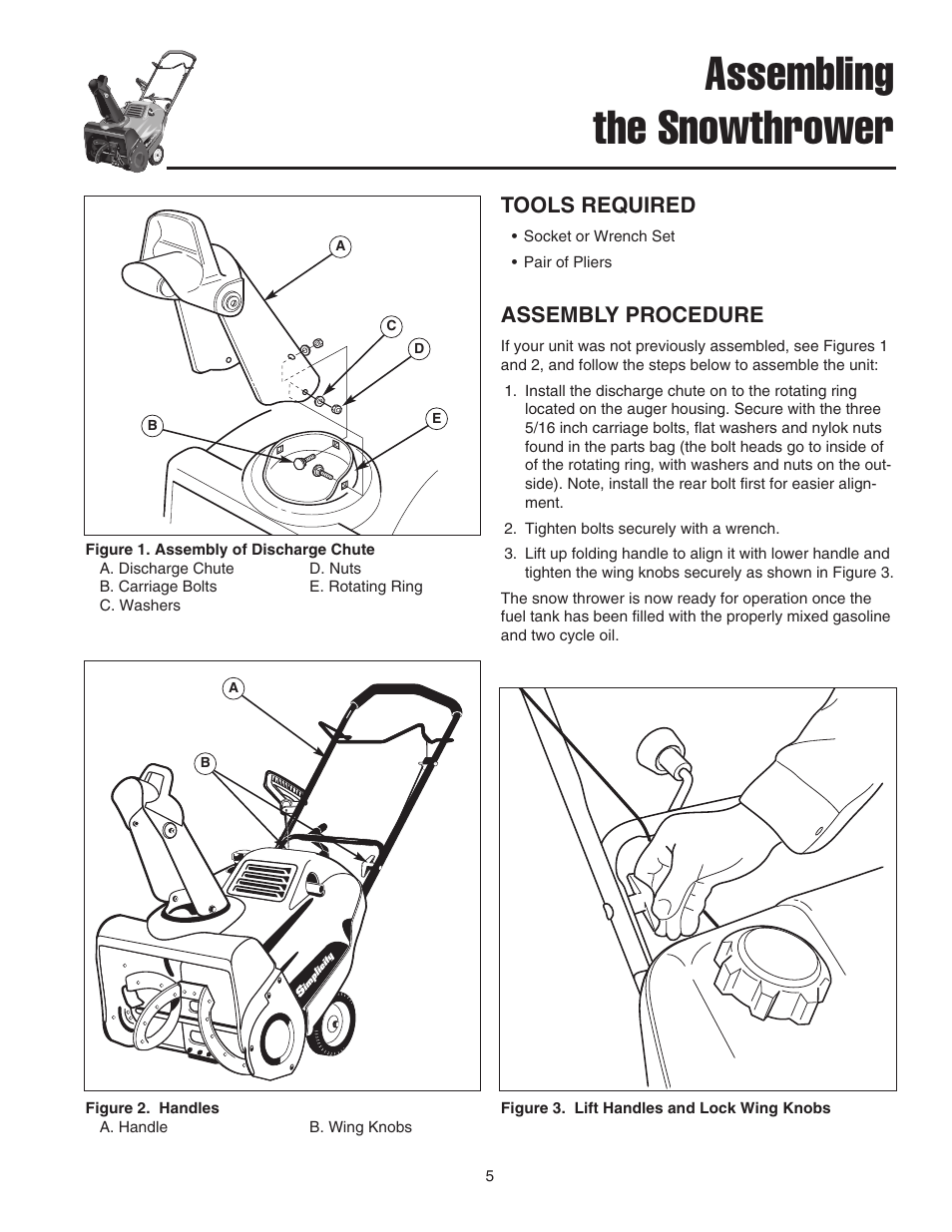 Assembling the snowthrower, Tools required, Assembly procedure | Simplicity 1692918 User Manual | Page 9 / 20