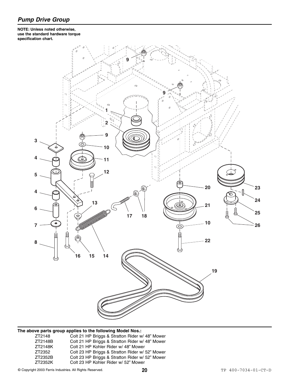 Pump drive group | Simplicity ZT2148B User Manual | Page 26 / 63