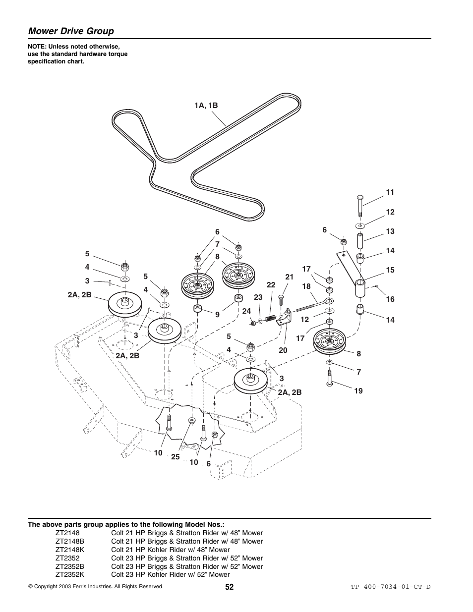 Mower drive group | Simplicity ZT2148B User Manual | Page 58 / 63